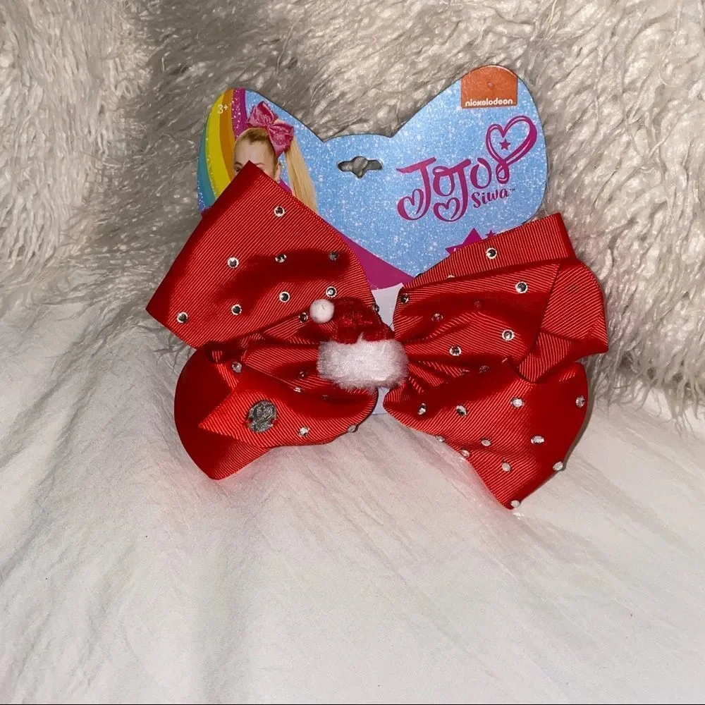 Jojo Siwa Santa Hat Red Rhinestone Christmas Bow